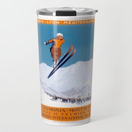 1927 Chamonix - Mont Blanc France Ski Championship Poster Travel Mug