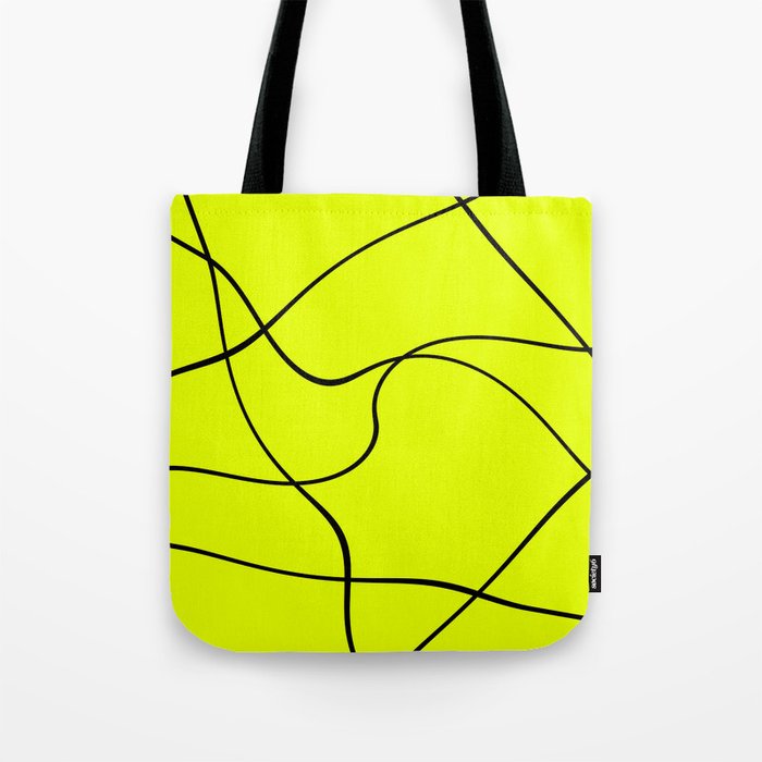 "Abstract lines" - Black on green Tote Bag