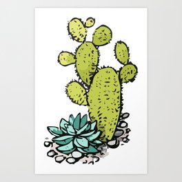 Cactus and Euphorbia Art Print | Cacti, Plant, Beautifulplant, Succulent, Cactuslover, Graphicdesign, Biology, Plantlover, Euphorbia, Botany 