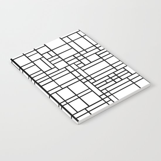 Map Outline Black on White Notebook