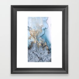 Gold and Blue Marble Framed Art Print