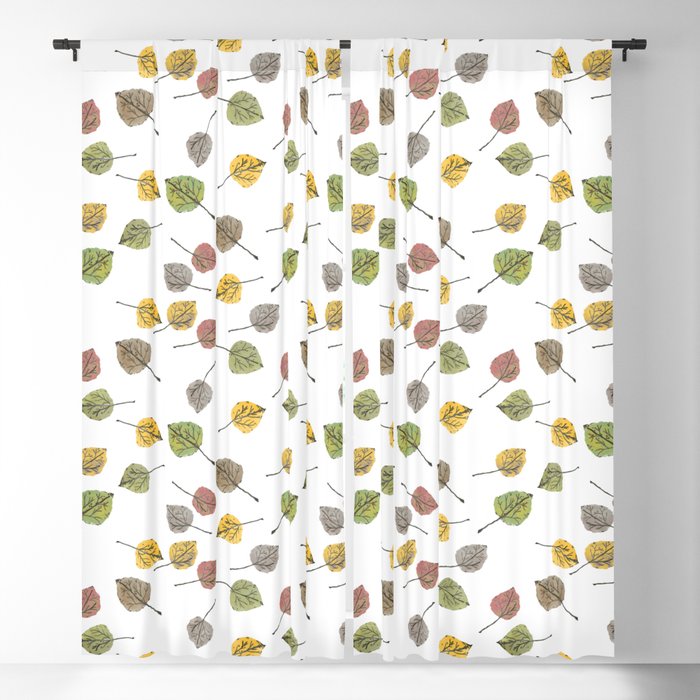 Colorado Aspen Tree Leaves Hand-painted Watercolors in Golden Autumn Shades on Clear Blackout Curtain