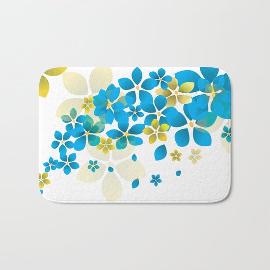 Blue and yellow flowers Bath Mat