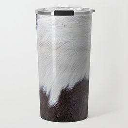Brown and White Cow Skin Print Pattern Modern, Cowhide Faux Leather Travel Mug