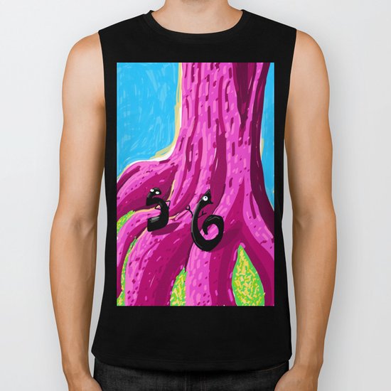 S & 6 Contemplate - With Determination - The Audacity of Climbing the Giant Magic Pink Tree Biker Tank