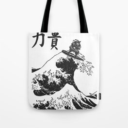 Samurai Surfing The Great Wave off Kanagawa Tote Bag
