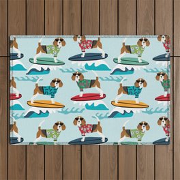 Beagle surfing pattern cute pet gifts dog lovers beagles Outdoor Rug