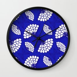 African Floral Motif on Royal Blue Wall Clock