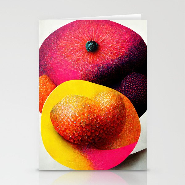 Fruit Pose - Abstract Minimalist Digital Retro Poster Art Stationery Cards