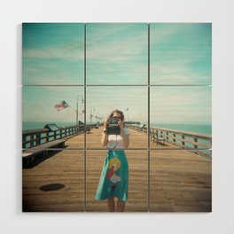 Camera Girl on the California Coast - Holga Photo Wood Wall Art