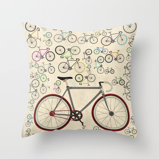 Love Fixie Road Bike Throw Pillow