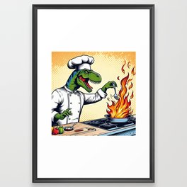 T-Rex Cooking Disaster Framed Art Print
