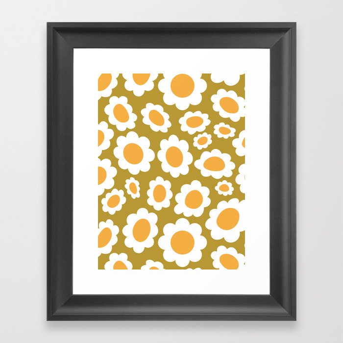 Groovy Daisies Pattern 1 Framed Art Print