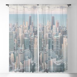 CHICAGO CITY SKYLINE Sheer Curtain
