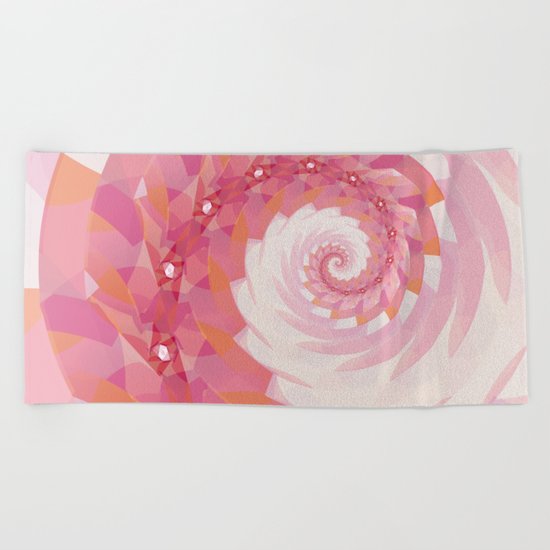 Strawberry Pink & Tangerine Orange Spiral Beach Towel