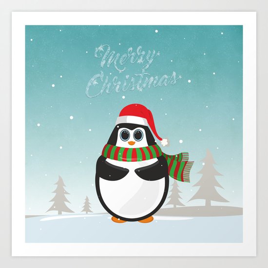 Christmas Penguin Art Print