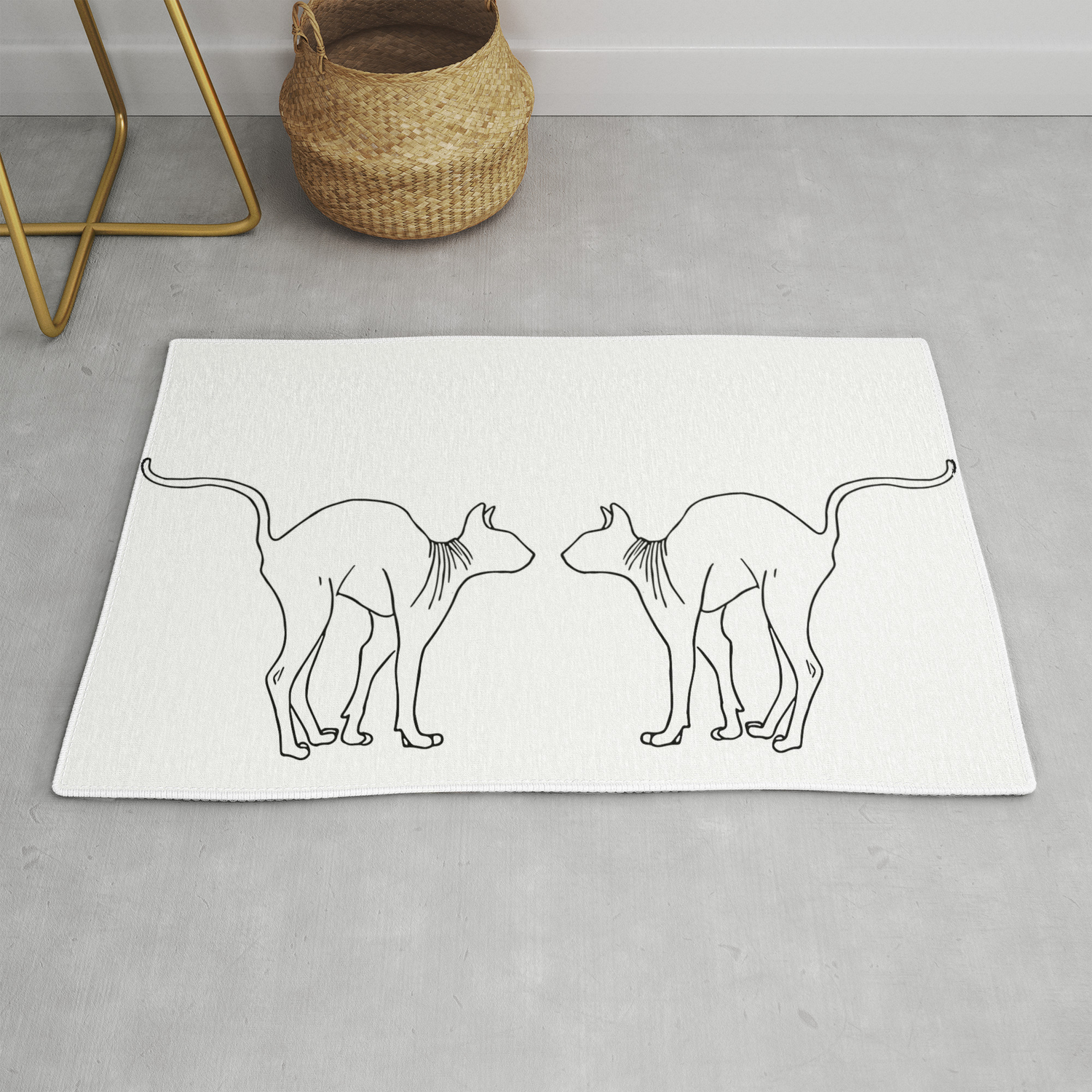 Sphynx Cat Arching Its Back Naked Cat Simple Line Minimal