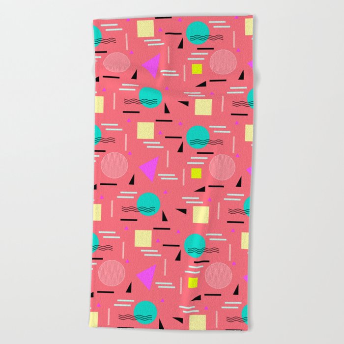 Memphis Forever - Coral Beach Towel by SilverPegasus | Society6