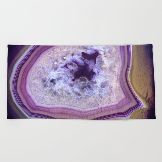 Purple agate slice Beach Towel