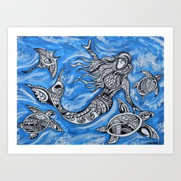 Mermaid and Honus Art Print