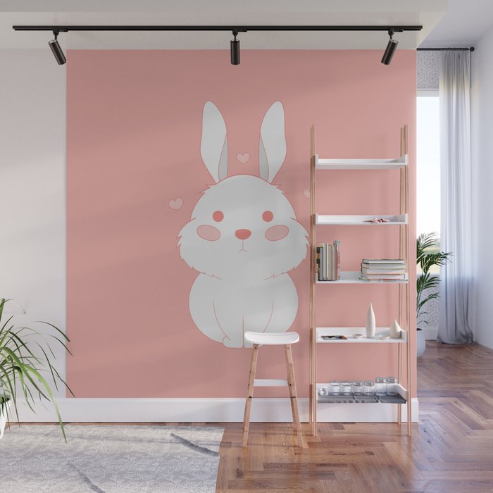 cute bunny with pink background Wall Mural