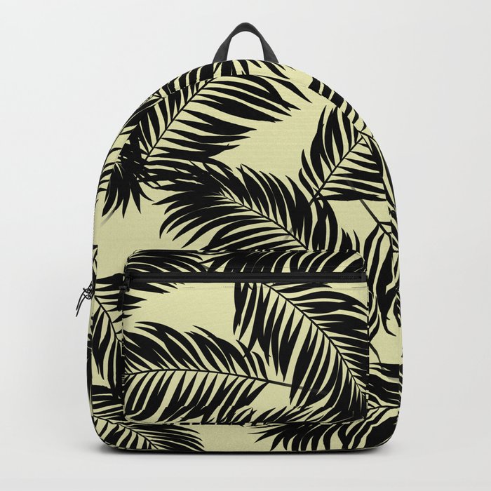 Palm Frond Tropical Décor Leaf Pattern Black on Yellow Backpack