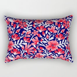 Blossom Pattern – Coral & Navy Rectangular Pillow