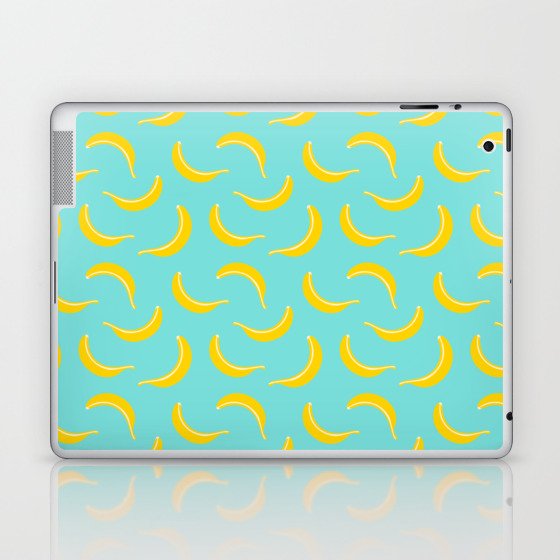 BANANA SMOOTHIE in YELLOW AND WARM WHITE ON BRIGHT TURQUOISE BLUE Laptop & iPad Skin