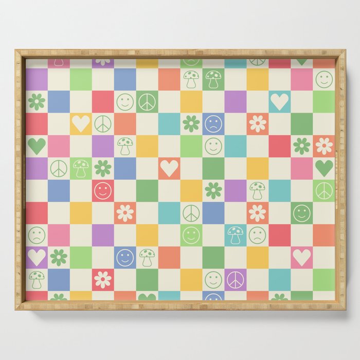 Happy Checkered pattern bright Serving Tray