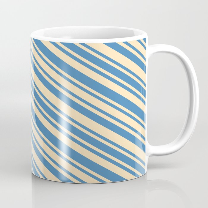 Blue and Beige Colored Stripes/Lines Pattern Coffee Mug