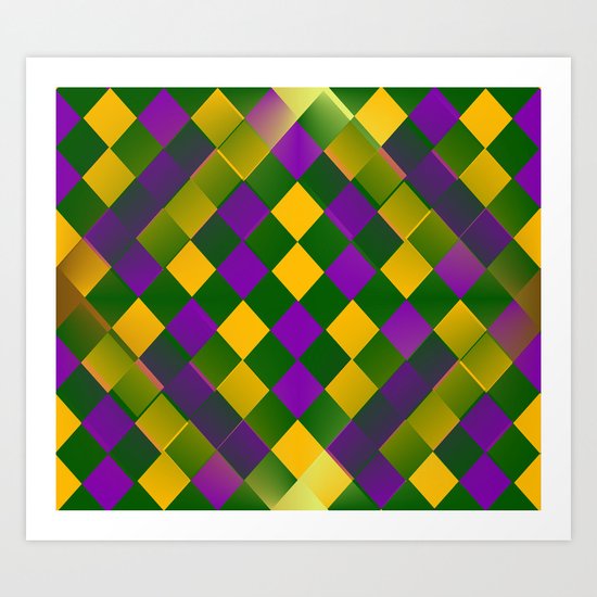 Harlequin Mardi Gras pattern Art Print