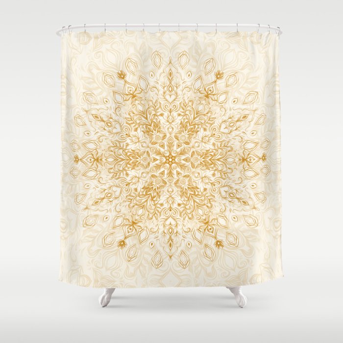 Sepia Snowflake Doodle Shower Curtain