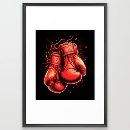 Retro Red Boxing Gloves Framed Art Print
