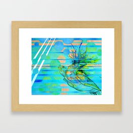 Coral Reef, Blue Sea and a Green Turtle in Ningaloo Framed Art Print