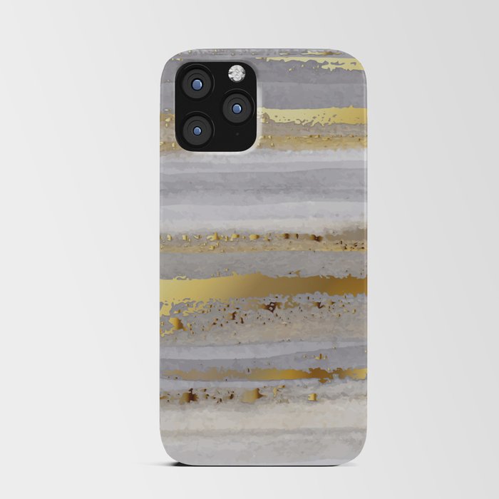 Luxury grey watercolor and gold texture iPhone Card Case