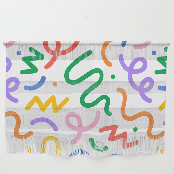 Colorful abstract line squiggle doodle pattern Wall Hanging