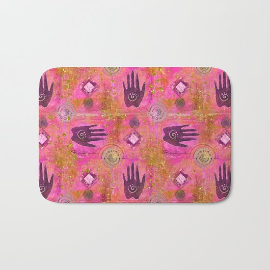Hands ethnic symbol painting Bath Mat