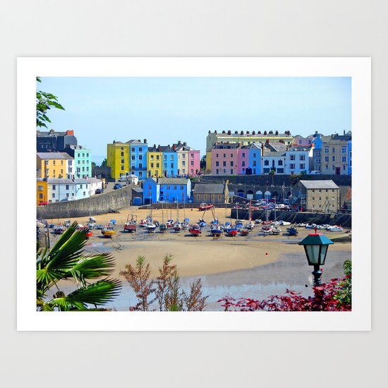 Tenby Harbour.Colour.Reflection. Art Print