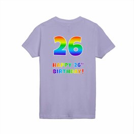 [ Thumbnail: HAPPY 26TH BIRTHDAY - Multicolored Rainbow Spectrum Gradient Kids T Shirt Kids T-Shirt ]
