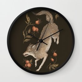 The Wolf and Rose Hips Wall Clock