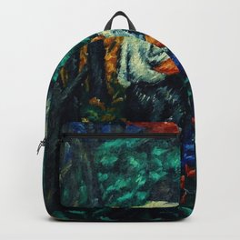 People in the woods picking berries and flowers colorful landscape painting by Ben Benn Backpack