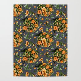 Kalanchoe pattern on inkwell grey  Poster