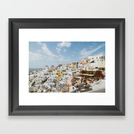 Oia Santorini White houses skyline Framed Art Print