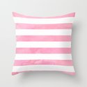 Pink Watercolor Stripe Throw Pillow