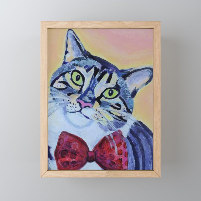 cat in a bow tie Framed Mini Art Print