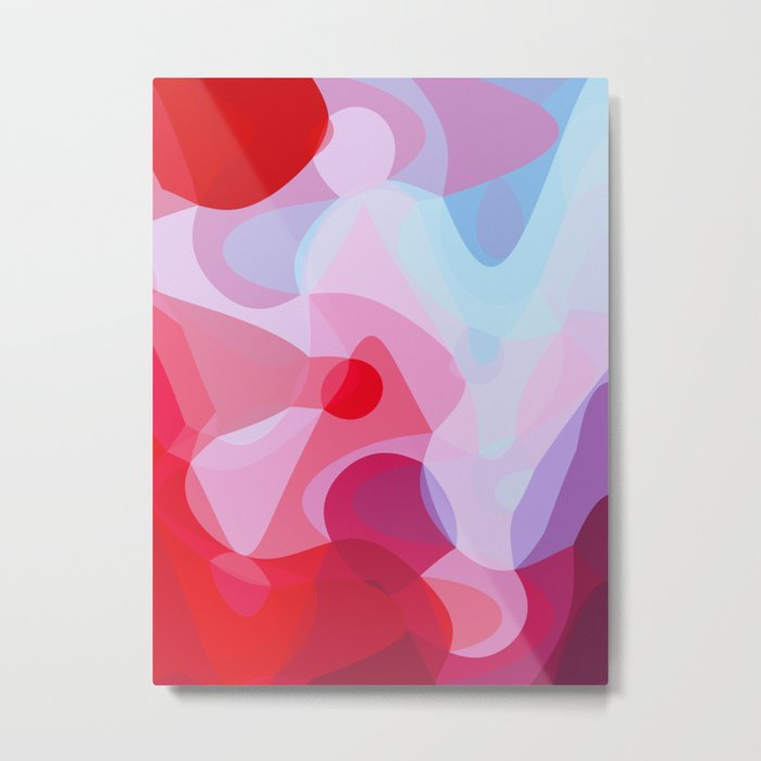 Bubbly Geometry - Red, Pink and Blue Metal Print