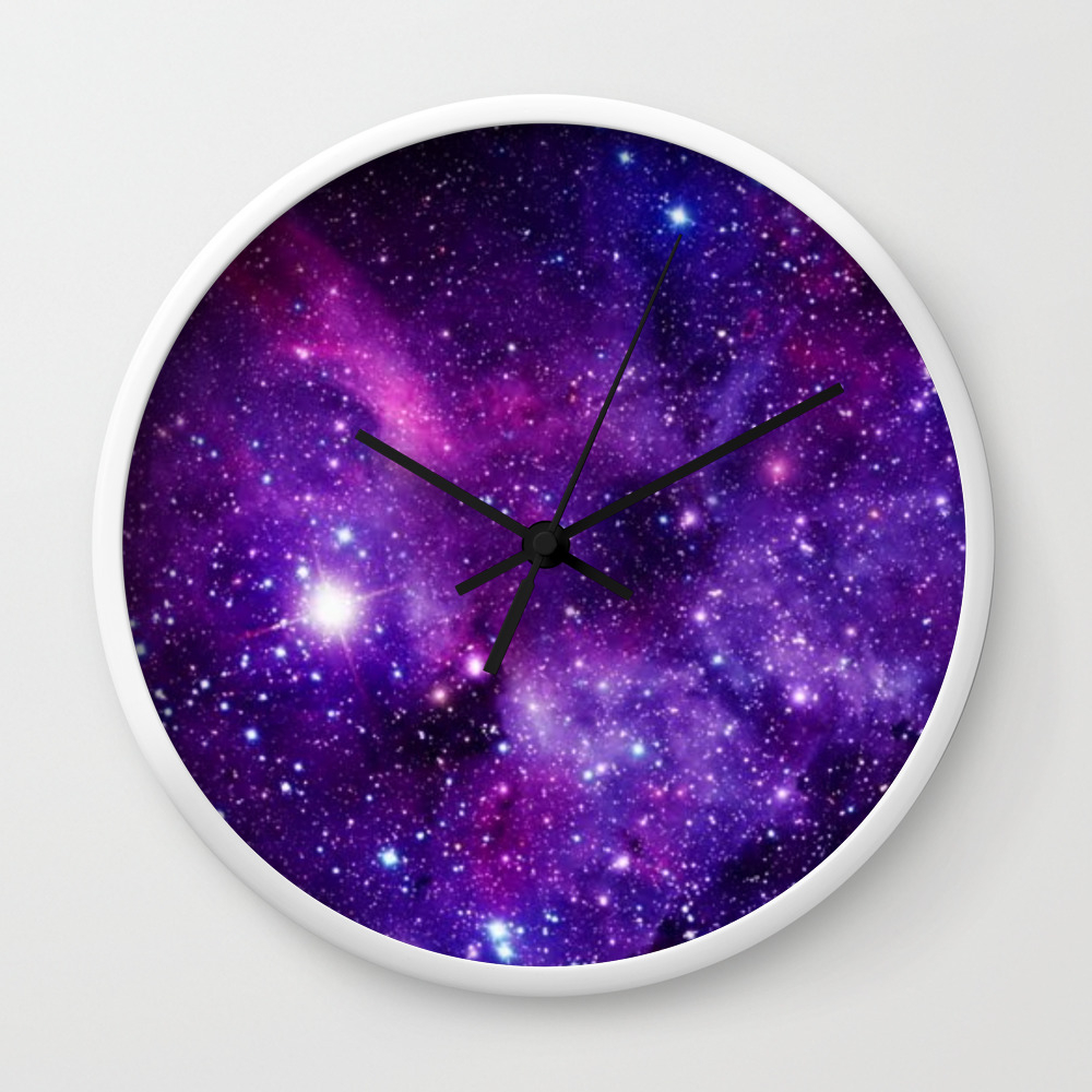 INTERESTPRINT Galaxy Blue Purple Spiral Space Decorative Wall Clock for Wall Decor 
