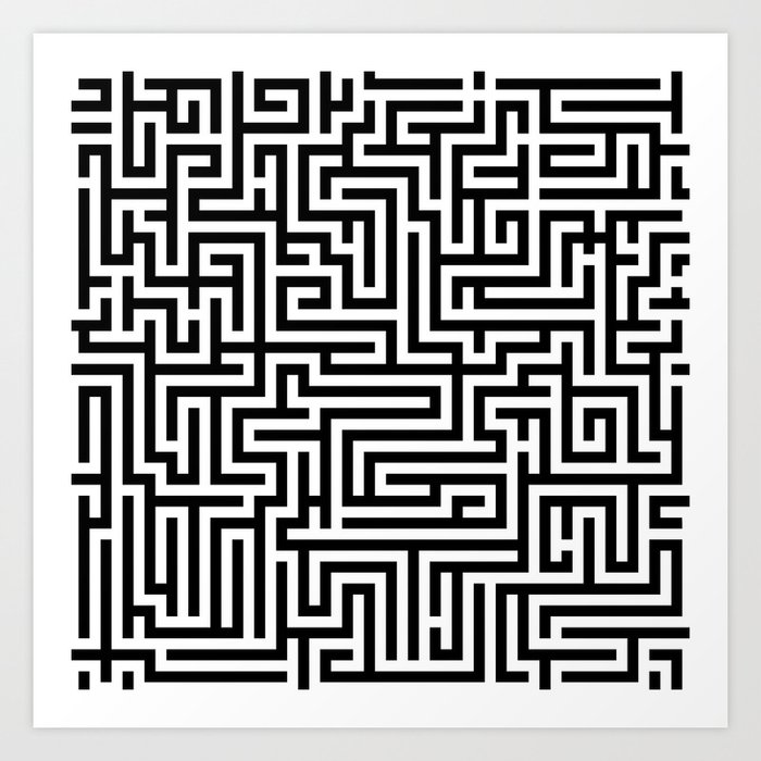 Black and white Labyrinth Art Print