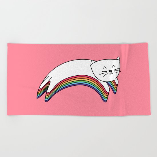 Rainbow Kitty Beach Towel