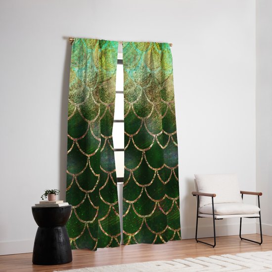 Green Gold Mermaid Scales Blackout Curtain By Christyne Society6